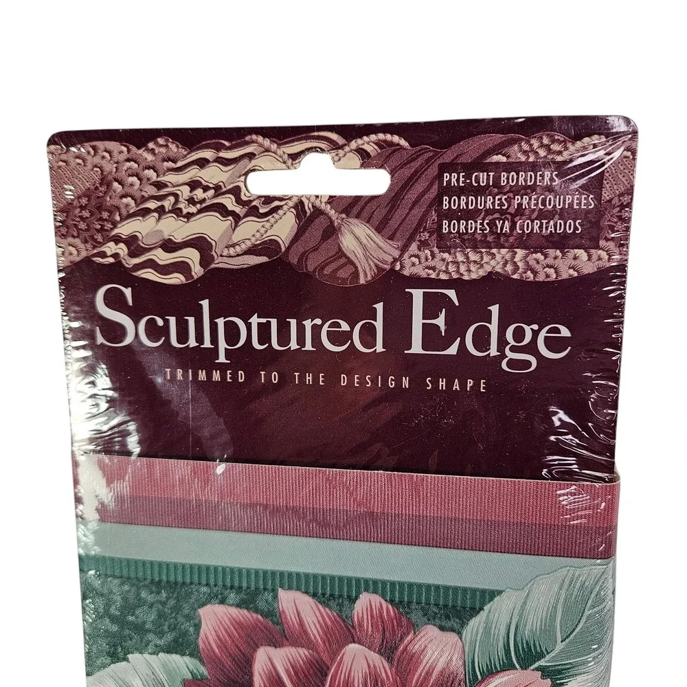 Wallpaper Border‎ Floral Decorative Sculptured Edge Flowers 15 yds Total New Vtg